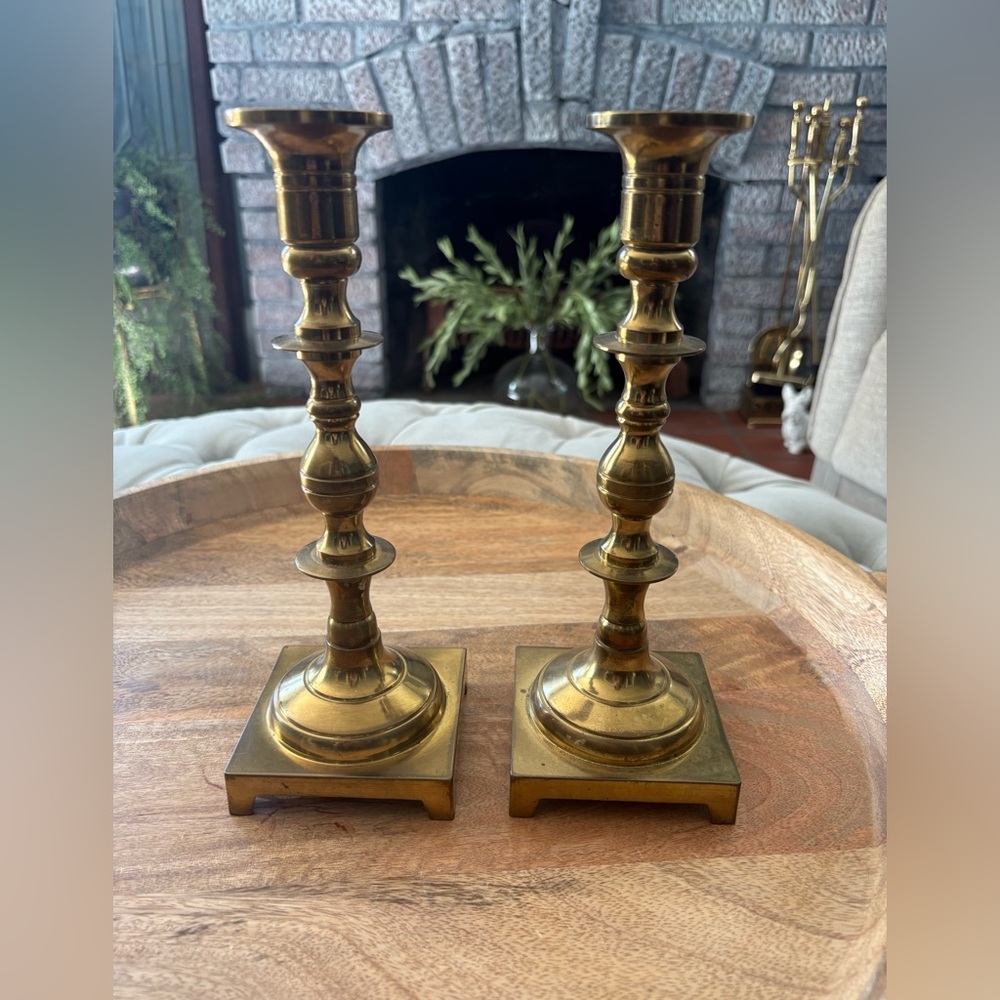 Vintage Wilton Brass Footed Candlestick Holders